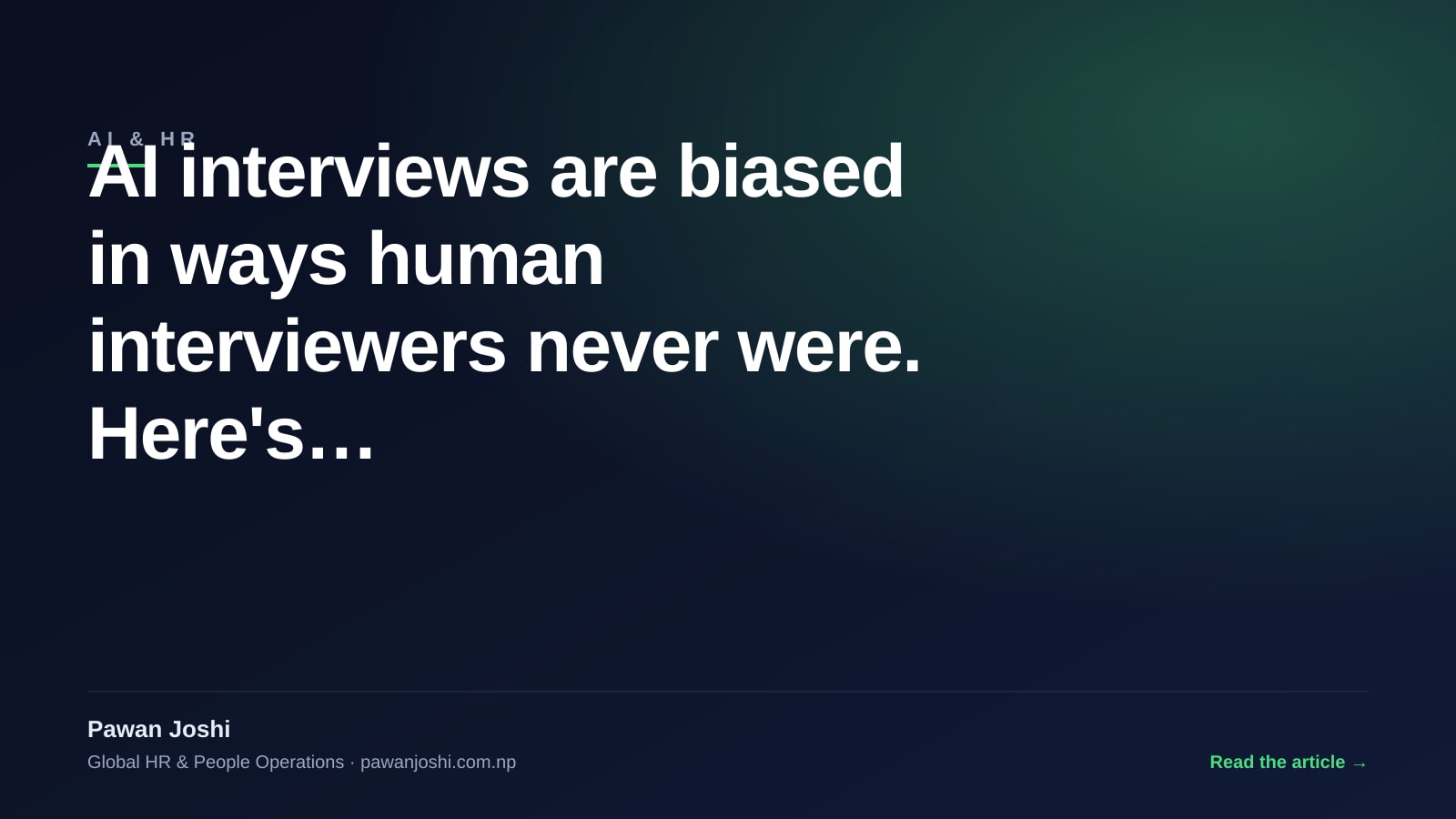 AI interviews are biased in ways human interviewers never were. — Pawan ...