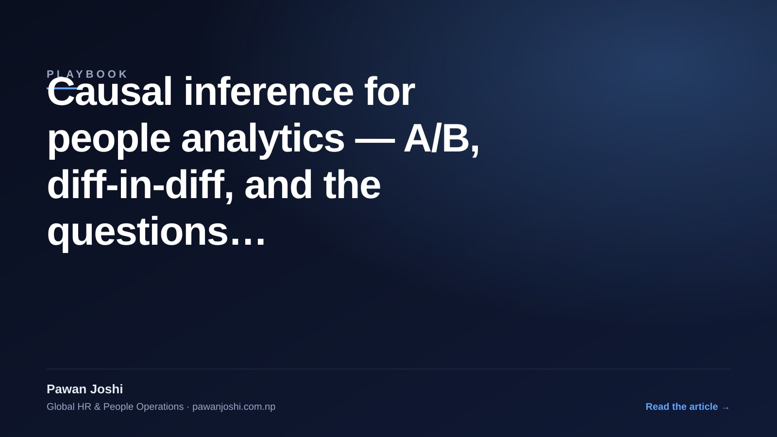 Causal inference for people analytics — A/B, diff-in-diff, and the ...