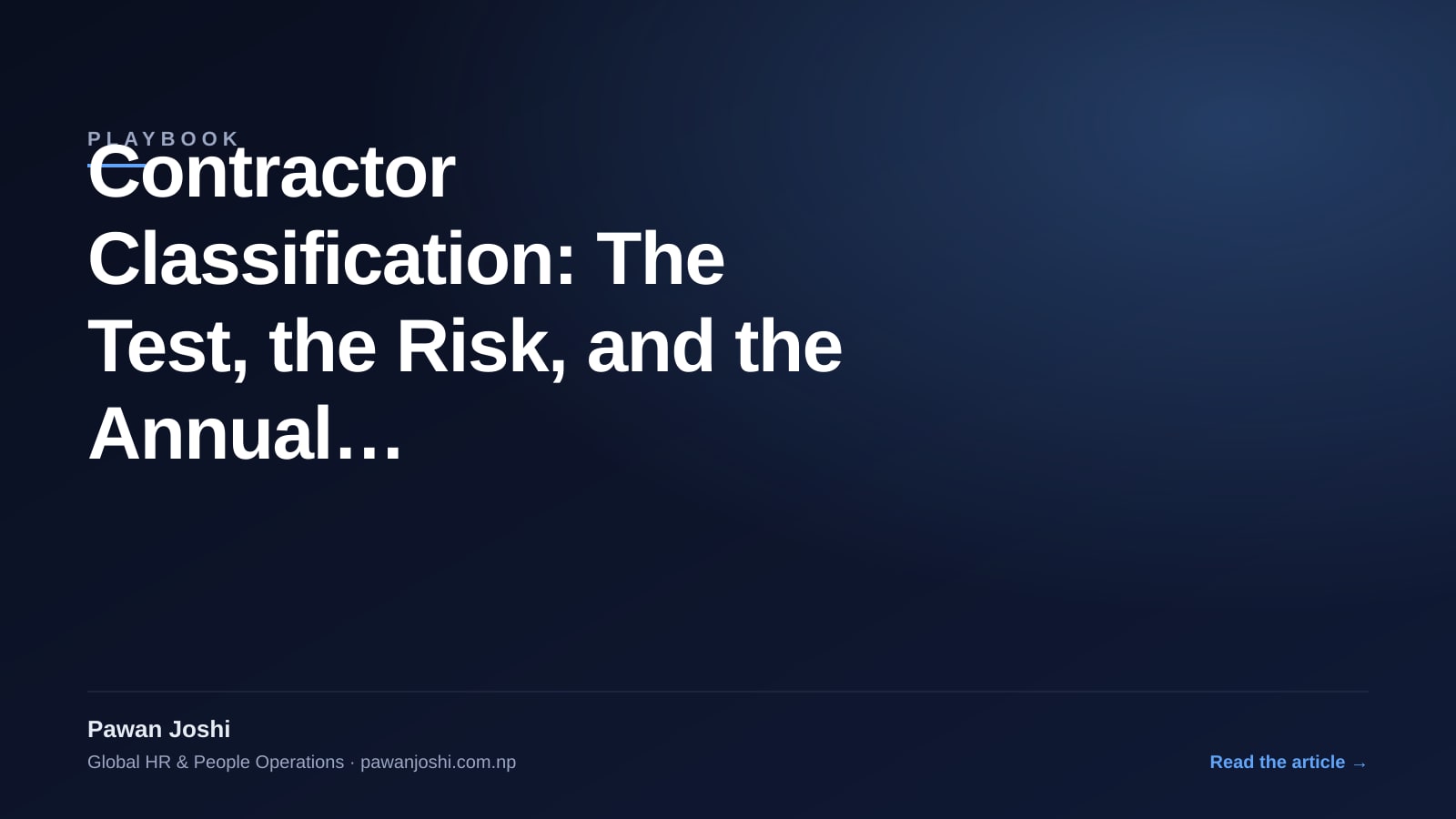 Contractor Classification: The Test, the Risk, and the Annual Audit ...