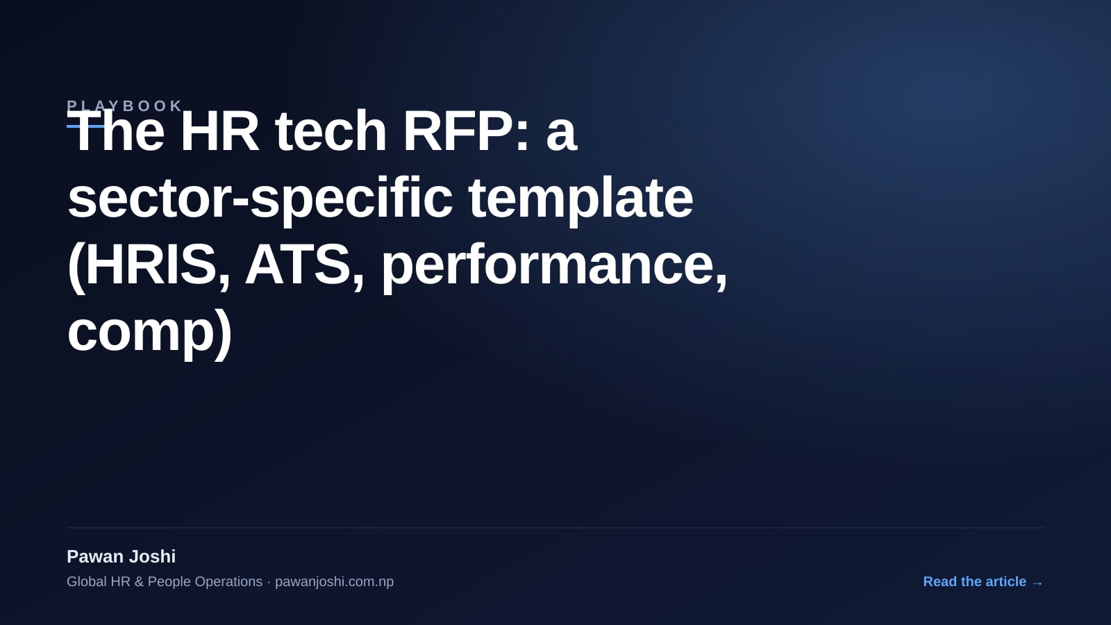 The HR tech RFP: a sector-specific template (HRIS, ATS, performance ...
